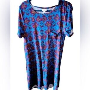 Lularoe XL dark turquoise floral Carly dress.‎ EUC from my personal closet.